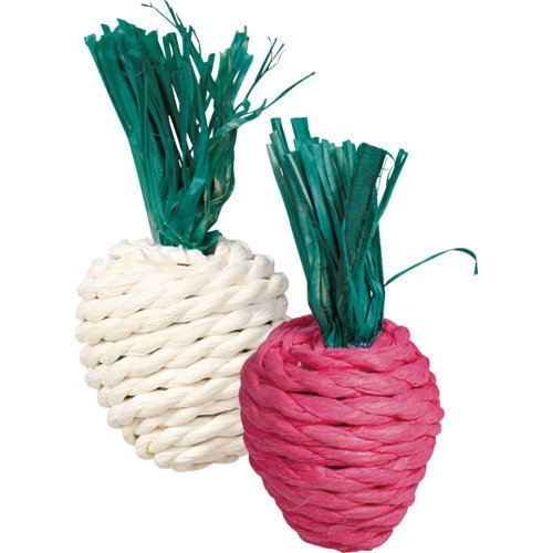 Set Stroh-Spielzeug für Kleintiere – Radieschen und Rettich, Stroh, 8 cm, 2 St.