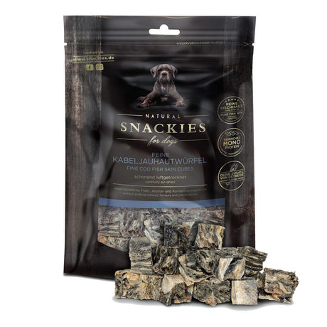 Luftgetrocknete Trainingswürfel – Kabeljauhautwürfel, 130 g