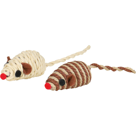 Spielmaus mit Baumwollgarn und Bast