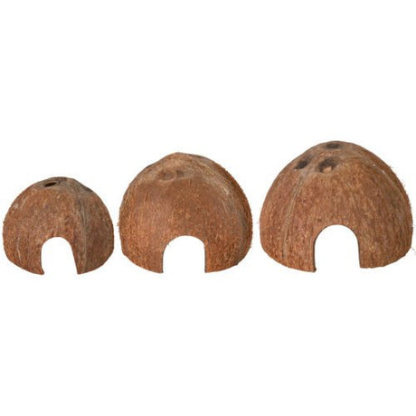 Terrarium Deko Kokosnuss Halbschale – 3er Set ø 8cm, ø 10cm, ø 12cm