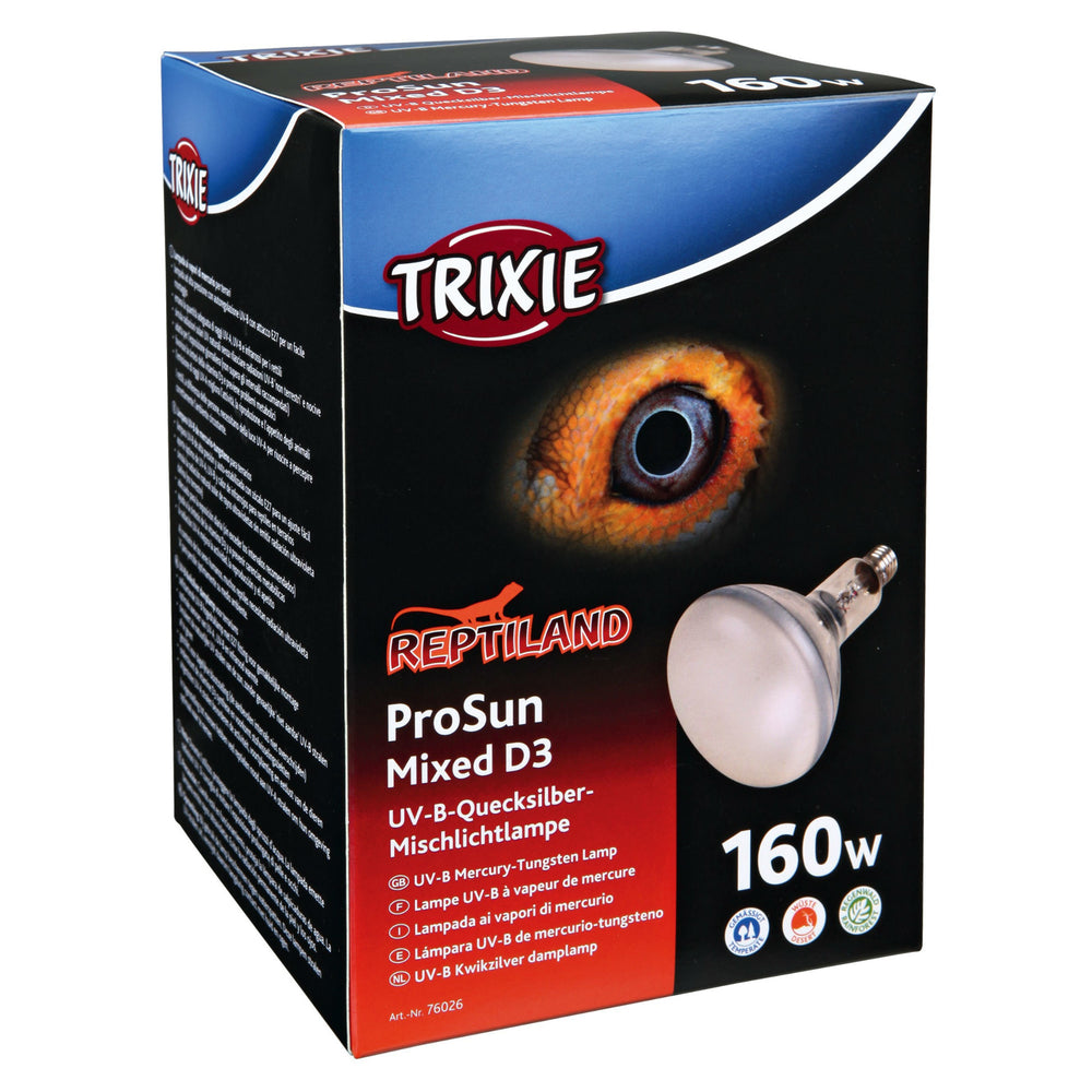 Terrarium UV Mischlicht Lampe ProSun, UV-B, selbststartend – Leistung: 160 W Lichtstrom: 2000 lm Kelvin: 4500 Maße: ø 115 × 285 mm