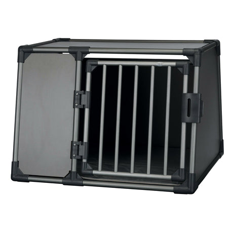TRIXIE Hunde Alubox Transportbox Aluminium in Grafit – Sicherer Reisebegleiter fürs Auto