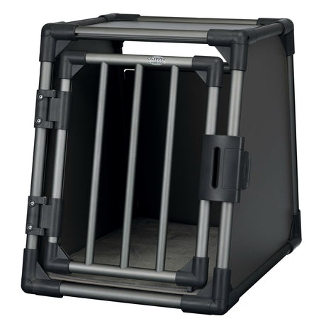 TRIXIE Hunde Alubox Transportbox Aluminium in Grafit – Sicherer Reisebegleiter fürs Auto