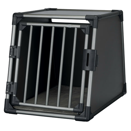 TRIXIE Hunde Alubox Transportbox Aluminium in Grafit – Sicherer Reisebegleiter fürs Auto