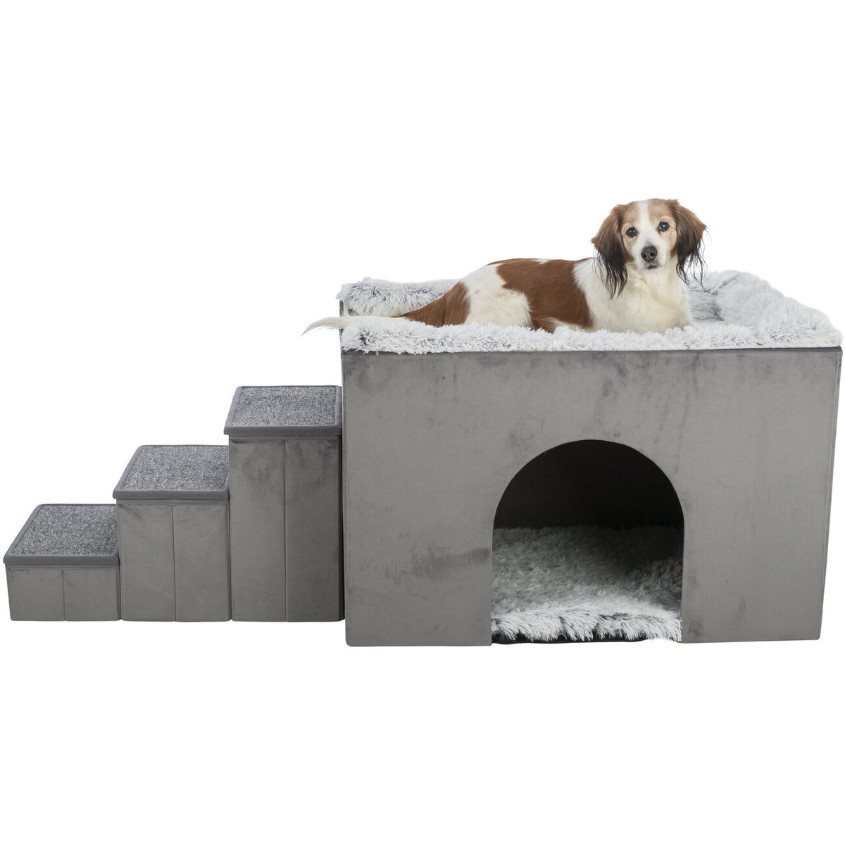 Hunde Beistellbett Harvey mit Treppe und Höhle