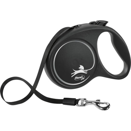flexi BLACK DESIGN Gurtleine – M: 5 m, schwarz, bis zu 25kg