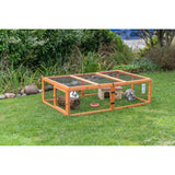 TRIXIE Freilauf mit Abdeckung für Kleintiere – Sicher & artgerecht! – 174 × 48 × 109 cm, braun