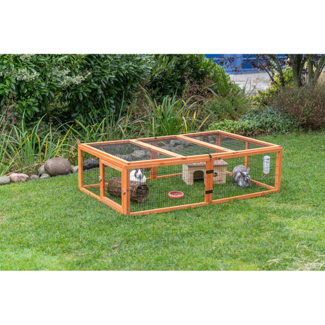 TRIXIE Freilauf mit Abdeckung für Kleintiere – Sicher & artgerecht! – 174 × 48 × 109 cm, braun