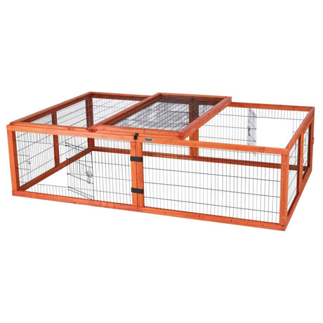 TRIXIE Freilauf mit Abdeckung für Kleintiere – Sicher & artgerecht! – 174 × 48 × 109 cm, braun