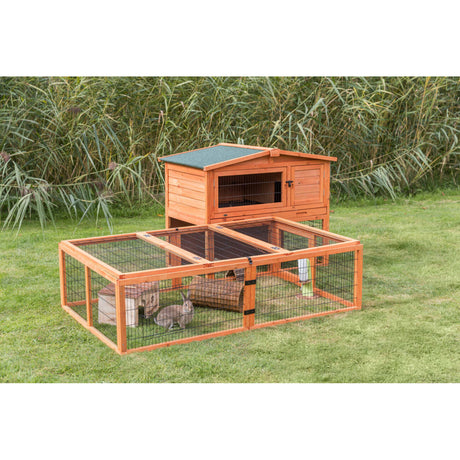 TRIXIE Freilauf mit Abdeckung für Kleintiere – Sicher & artgerecht! – 174 × 48 × 109 cm, grau