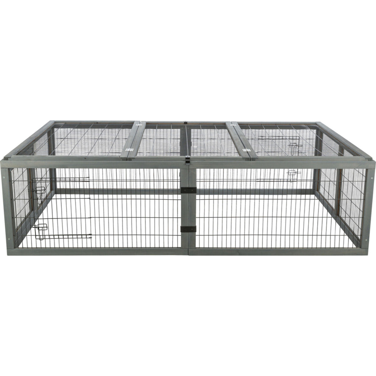 TRIXIE Freilauf mit Abdeckung für Kleintiere – Sicher & artgerecht! – 174 × 48 × 109 cm, grau