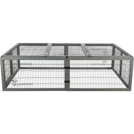 TRIXIE Freilauf mit Abdeckung für Kleintiere – Sicher & artgerecht! – 174 × 48 × 109 cm, grau