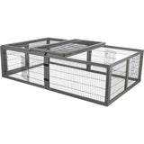 TRIXIE Freilauf mit Abdeckung für Kleintiere – Sicher & artgerecht! – 174 × 48 × 109 cm, grau