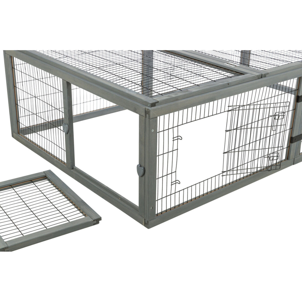 TRIXIE Freilauf mit Abdeckung für Kleintiere – Sicher & artgerecht! – 174 × 48 × 109 cm, grau
