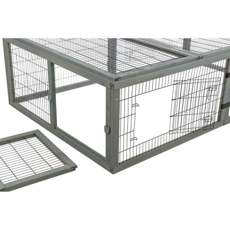 TRIXIE Freilauf mit Abdeckung für Kleintiere – Sicher & artgerecht! – 174 × 48 × 109 cm, grau
