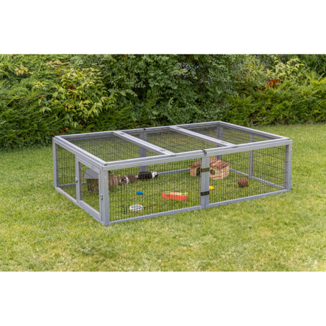 TRIXIE Freilauf mit Abdeckung für Kleintiere – Sicher & artgerecht! – 174 × 48 × 109 cm, braun