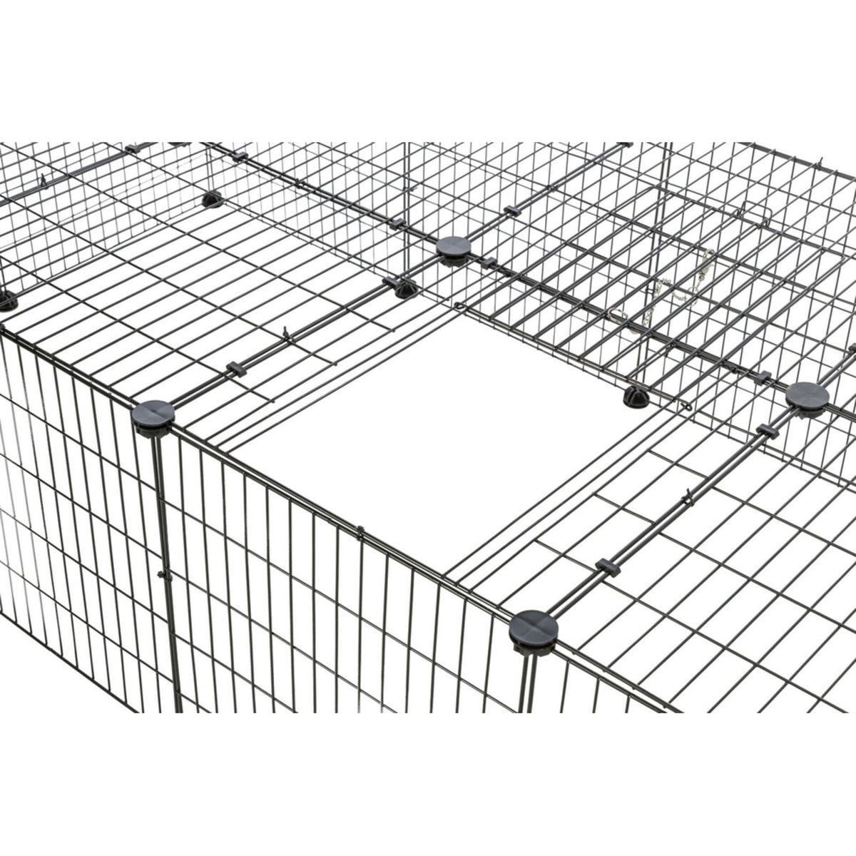 TRIXIE Freilaufgehege mit Abdeckung | Sicherer Auslauf für Kaninchen & Meerschweinchen – 152 × 38 × 72 cm, schwarz