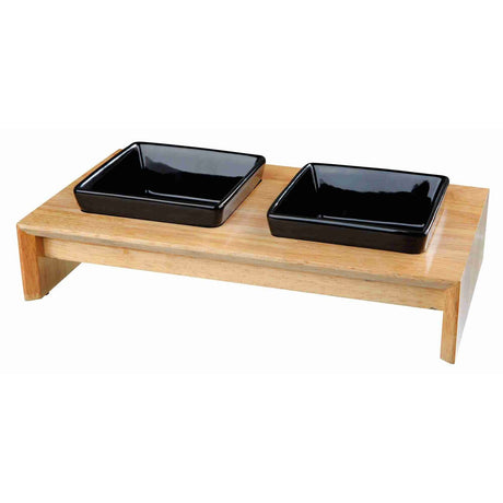 Futterstation mit Holzständer für Hunde und Katzen