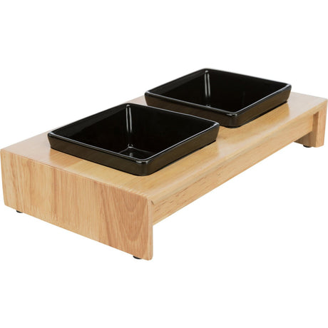 Futterstation mit Holzständer für Hunde und Katzen