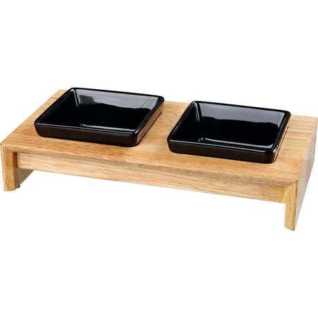 Futterstation mit Holzständer für Hunde und Katzen