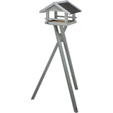 Graues natura Futterhaus mit Dachüberstand und Ständer