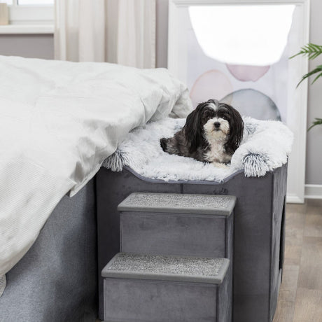 Hunde Beistellbett Harvey mit Treppe und Höhle