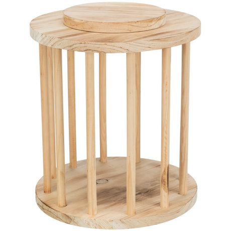 Kleintier Heuraufe rund mit Deckel Holz, geflammt