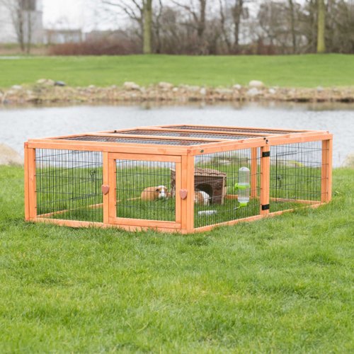 TRIXIE Freilauf mit Abdeckung für Kleintiere – Sicher & artgerecht! – 174 × 48 × 109 cm, braun