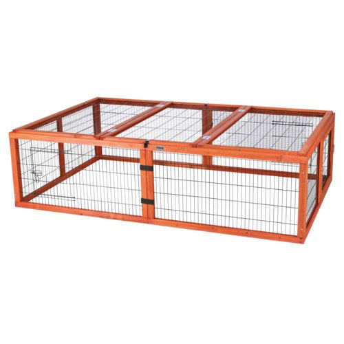 TRIXIE Freilauf mit Abdeckung für Kleintiere – Sicher & artgerecht! – 174 × 48 × 109 cm, braun