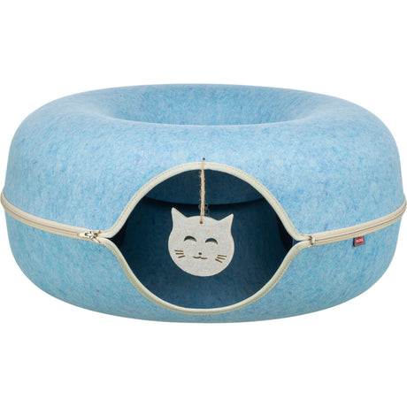 TRIXIE Spieldonut für Katzen - Kuscheliges Spielzeug & Rückzugsort – ø 60 cm blau