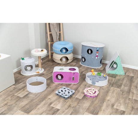 TRIXIE Spieldonut für Katzen - Kuscheliges Spielzeug & Rückzugsort – ø 60 cm beige