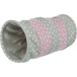 Spieltunnel für Katzen Fleece – ø 25 x 50 cm, hellgrau/rosa
