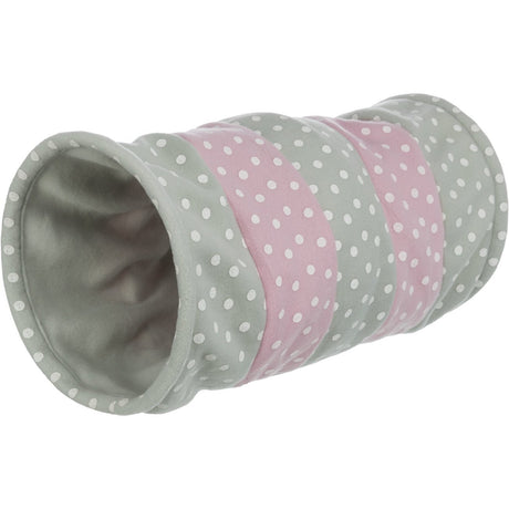 Spieltunnel für Katzen Fleece – ø 25 x 50 cm, hellgrau/rosa