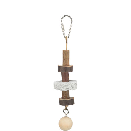 Vogelspielzeug Knabberhölzer mit Lavastein – 16 cm