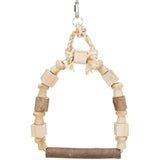 Vogelschaukel mit bunten Holzklötzchen und Tau – 20×29 cm