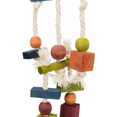 Vogelspielzeug, bunt, mit Leder und Tau