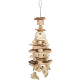 Vogelspielzeug Holz mit Tau zum Aufhängen