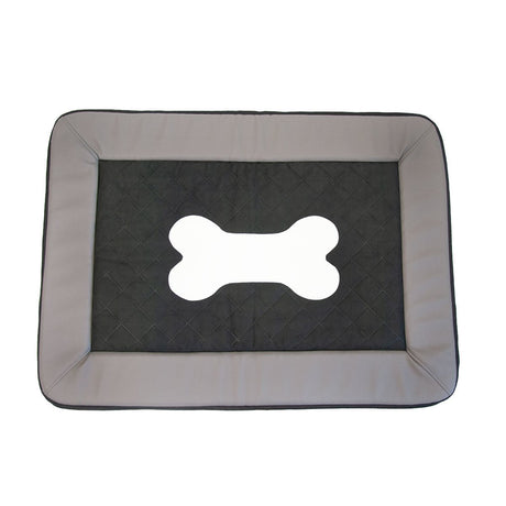 Hundematte mit Knochen-Motiv – M: 72x98 cm, schwarz/grau